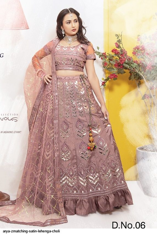 Arya Zmatching Satin Lehenga Choli