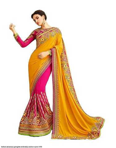 Fashion Dictionary Georgette Embrodery Women Saree