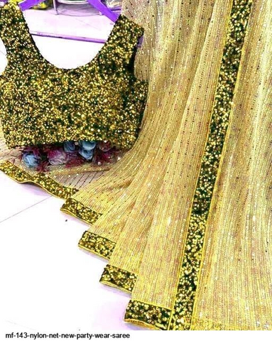 Nylon Net New Party Wear Saree