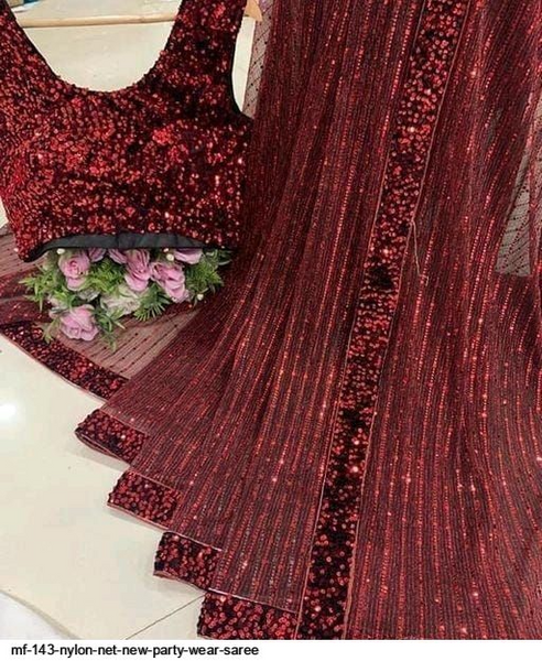 Nylon Net New Party Wear Saree