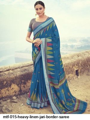 Heavy Linen Jari Border Saree