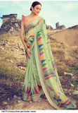 Heavy Linen Jari Border Saree