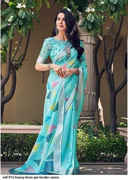 Heavy Linen Jari Border Saree