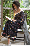 Black Sea Soft Linen Digital Print Saree