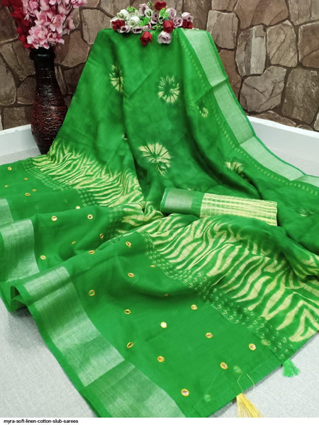 Myra Soft Linen Cotton Slub Sarees