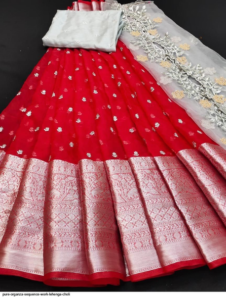 Pure Organza Sequence Work Lehenga Choli