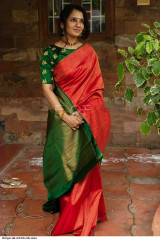 Shringar Silk Soft Lichi Silk Saree